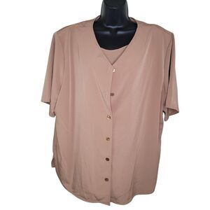 Maggie Sweet Tan 2 piece Set Blouse and Camisole Size 2x
